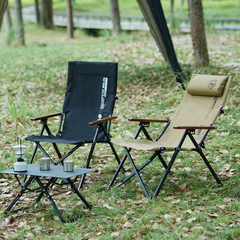 Outdoor Furniture Used - เก้าอี้พับพนักพิงสูงสำหรับตั้งแคมป์ชายหาด ปรับได้ 4 ระดับ โครงเหล็ก พกพาสะดวก