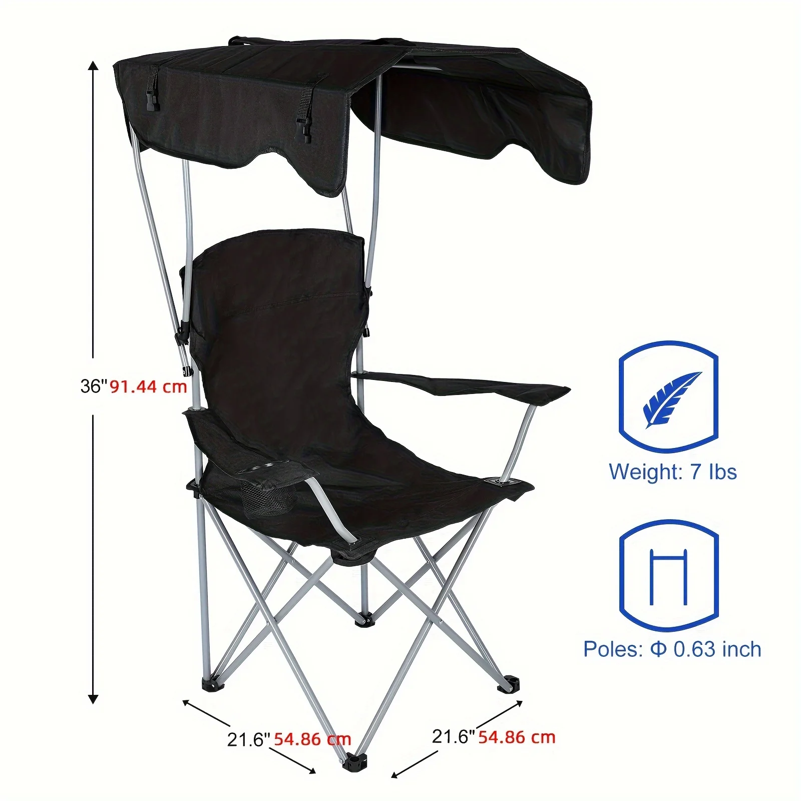 Outdoor Furniture Diy Plans - เก้าอี้เลานจ์หลังคาพร้อมม่านบังแดดสำหรับการตั้งแคมป์เดินป่าท่องเที่ยวและกิจกรรมกลางแจ้งอื่นๆพร้อมที่ยึด1แพ็ค