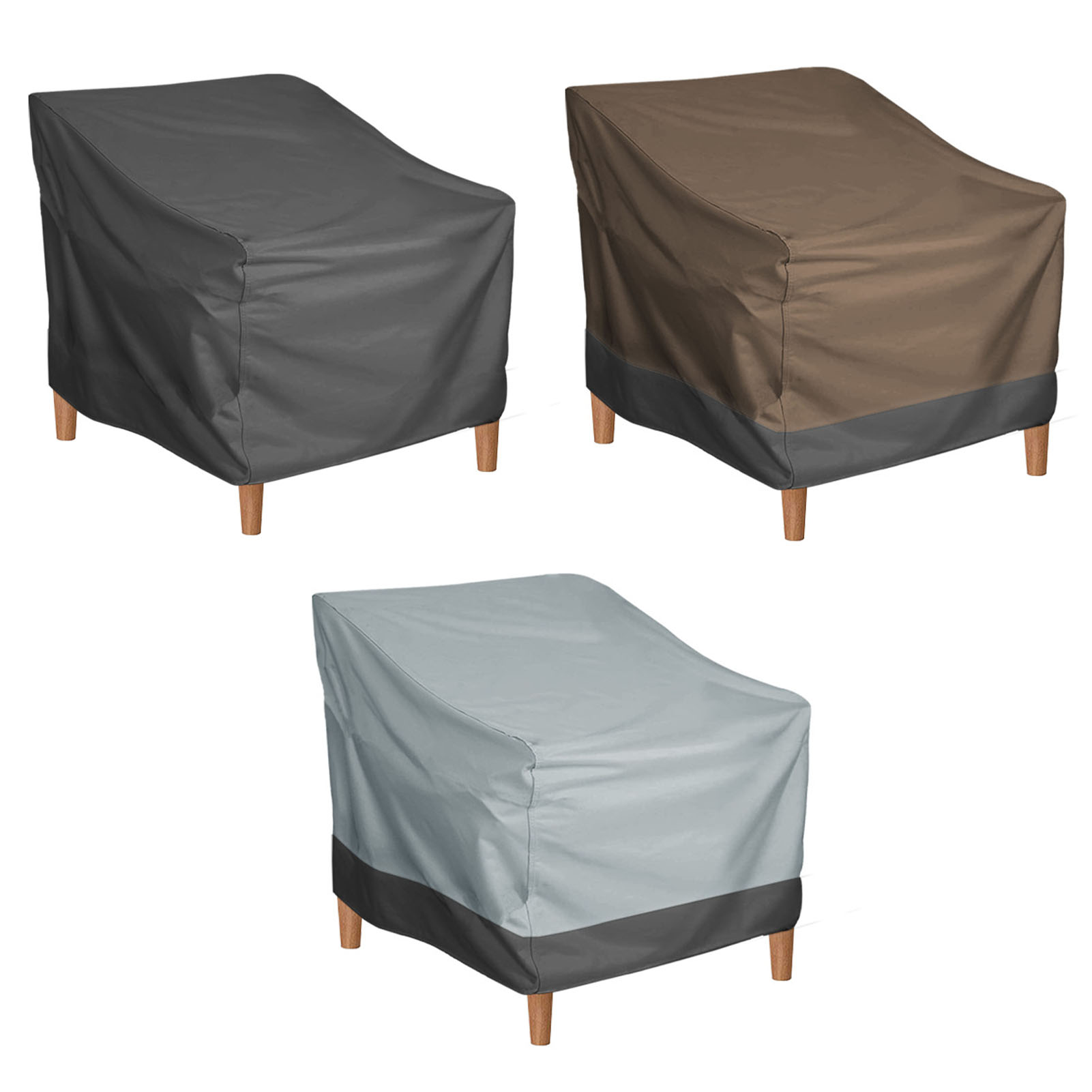 Outdoor Furniture Paint - ผ้าคลุมเฟอร์นิเจอร์กลางแจ้ง ผ้าคลุมเก้าอี้ลานบ้าน ทนแดด กันน้ำ ผ้าอ็อกซ์ฟอร์ดเคลือบสีเงิน สายรัดปรับได้