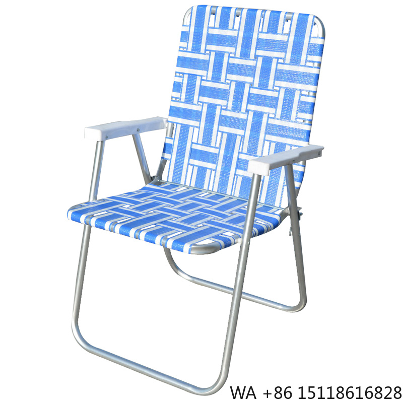 Outdoor Furniture Patio - เก้าอี้สนามพับได้แบบมีโครงตาข่าย เก้าอี้ชายหาดสำหรับตั้งแคมป์ในสวน สีฟ้า