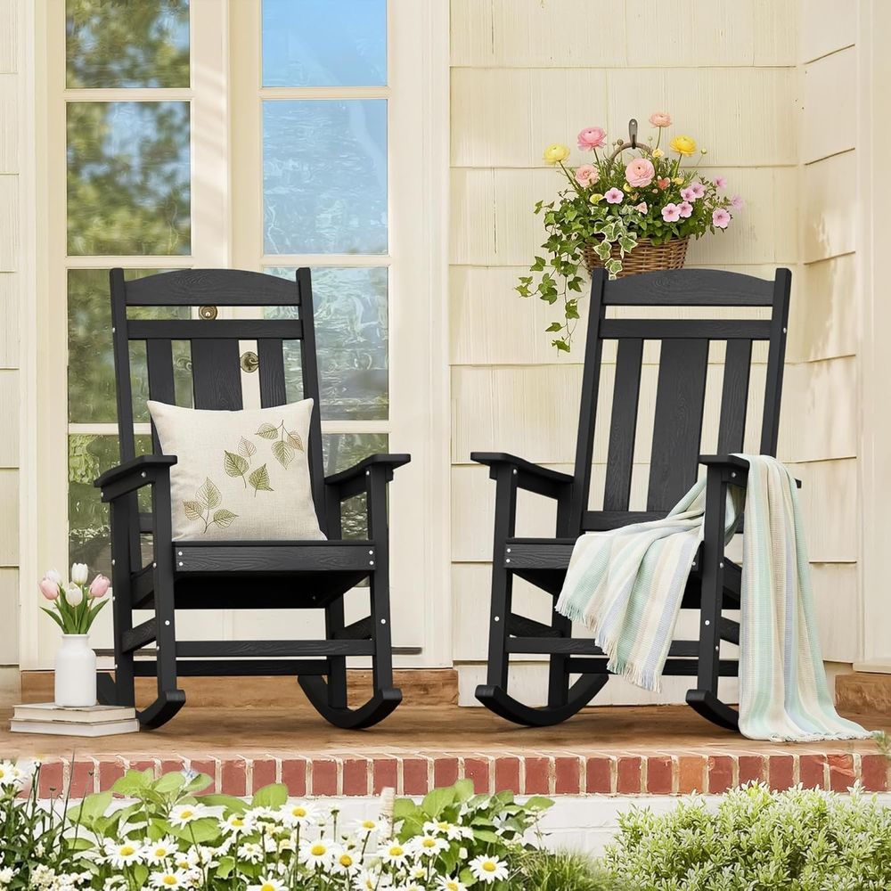 Outdoor Furniture Ofo - เก้าอี้โยกกลางแจ้ง t o 2, เก้าอี้โยกพลาสติกโพลีทนทานต่อสภาพอากาศ, รับน้ำหนักได้