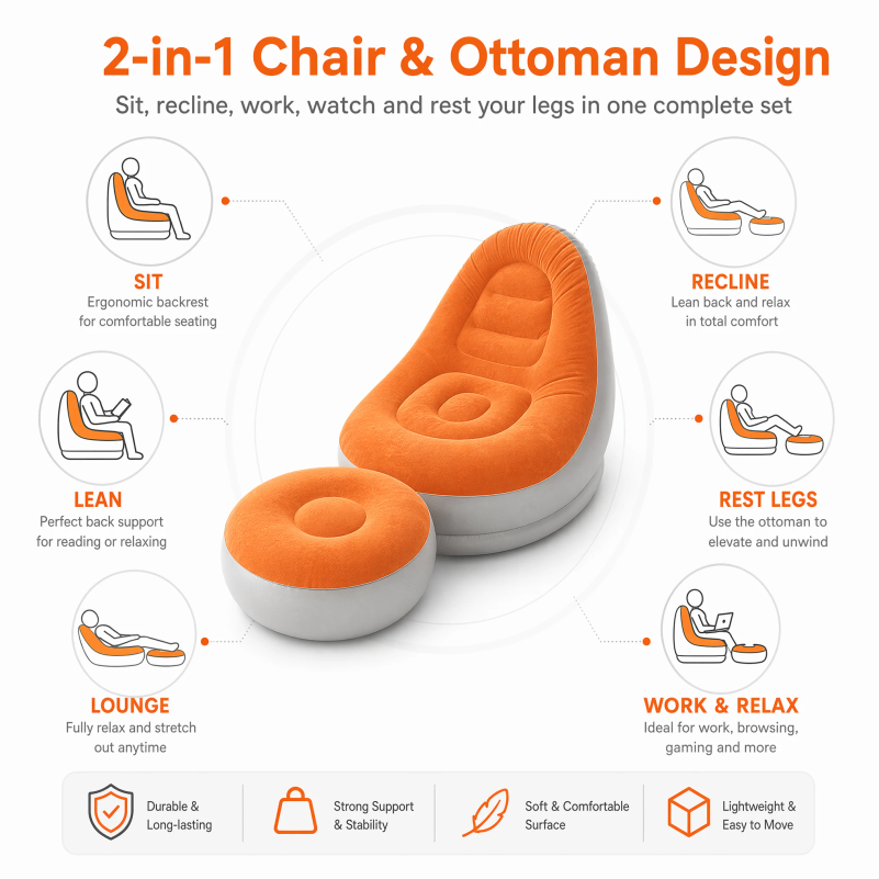 ชุดโซฟาเป่าลมแบบพับได้พร้อมที่ - Outdoor Furniture Designer บทวิจารณ์และราคา