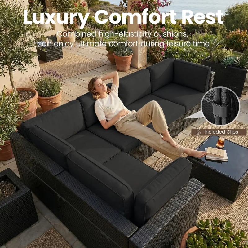 ชุดโซฟาหวายสำหรับลานกลางแจ้ง 8 - Outdoor Furniture Set With Fire Pit บทวิจารณ์และราคา