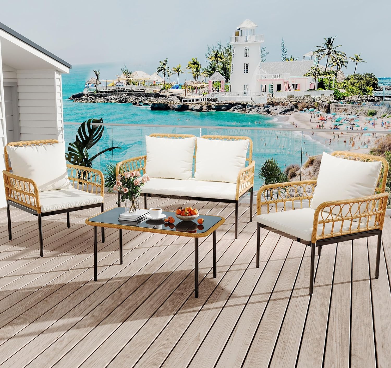 ชุดเฟอร์นิเจอร์ลานบ้าน 4 ชิ้น  - Outdoor Furniture Ofo บทวิจารณ์และราคา