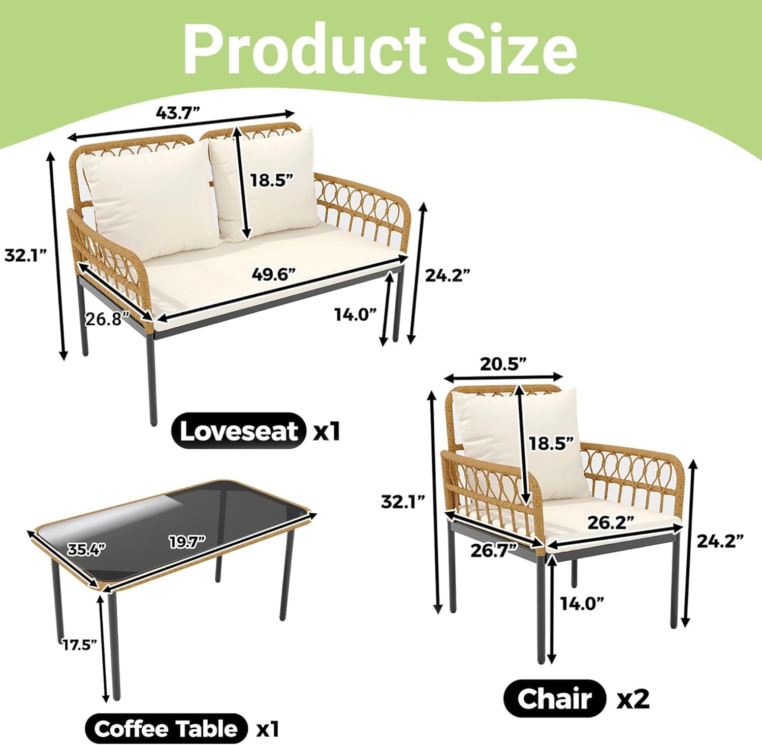ชุดเฟอร์นิเจอร์ลานบ้าน 4 ชิ้น  - Outdoor Furniture Ofo บทวิจารณ์และราคา
