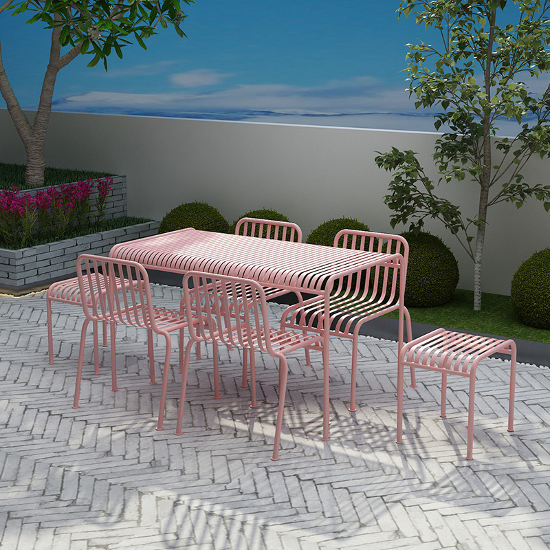 ชุดโต๊ะและเก้าอี้เหล็กดัดสีชมพ - Outdoor Furniture Ofo บทวิจารณ์และราคา