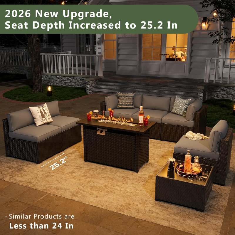 ชุดเฟอร์นิเจอร์ลานบ้าน Aoxun 8 - Outdoor Furniture Set With Fire Pit บทวิจารณ์และราคา