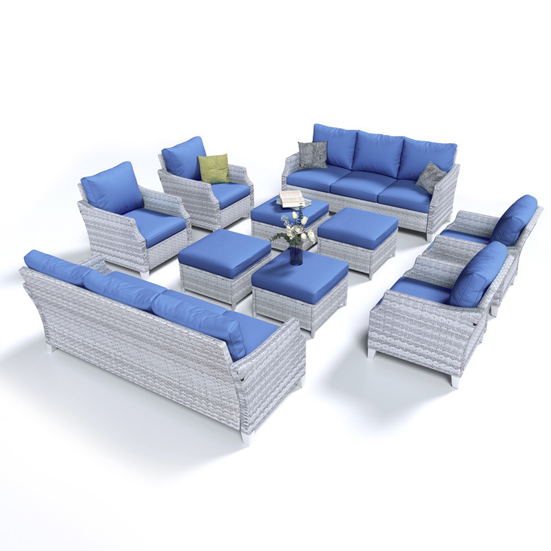 ชุดโซฟาหวาย PE รุ่นใหม่ สีฟ้า  - Outdoor Furniture Quick Dry บทวิจารณ์และราคา