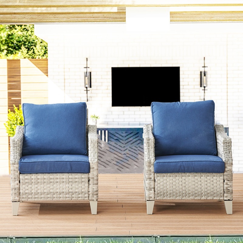 ชุดโซฟาหวาย PE รุ่นใหม่ สีฟ้า  - Outdoor Furniture Quick Dry บทวิจารณ์และราคา